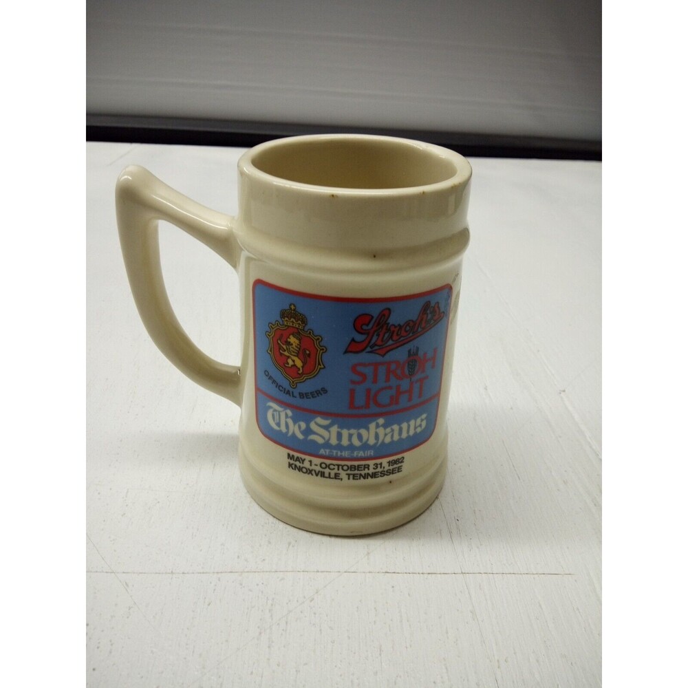 STROH'S MUG STROHAUS AT THE FAIR 1982 Ceramic 14oz. BEER Stein Mug Tankard Cup
